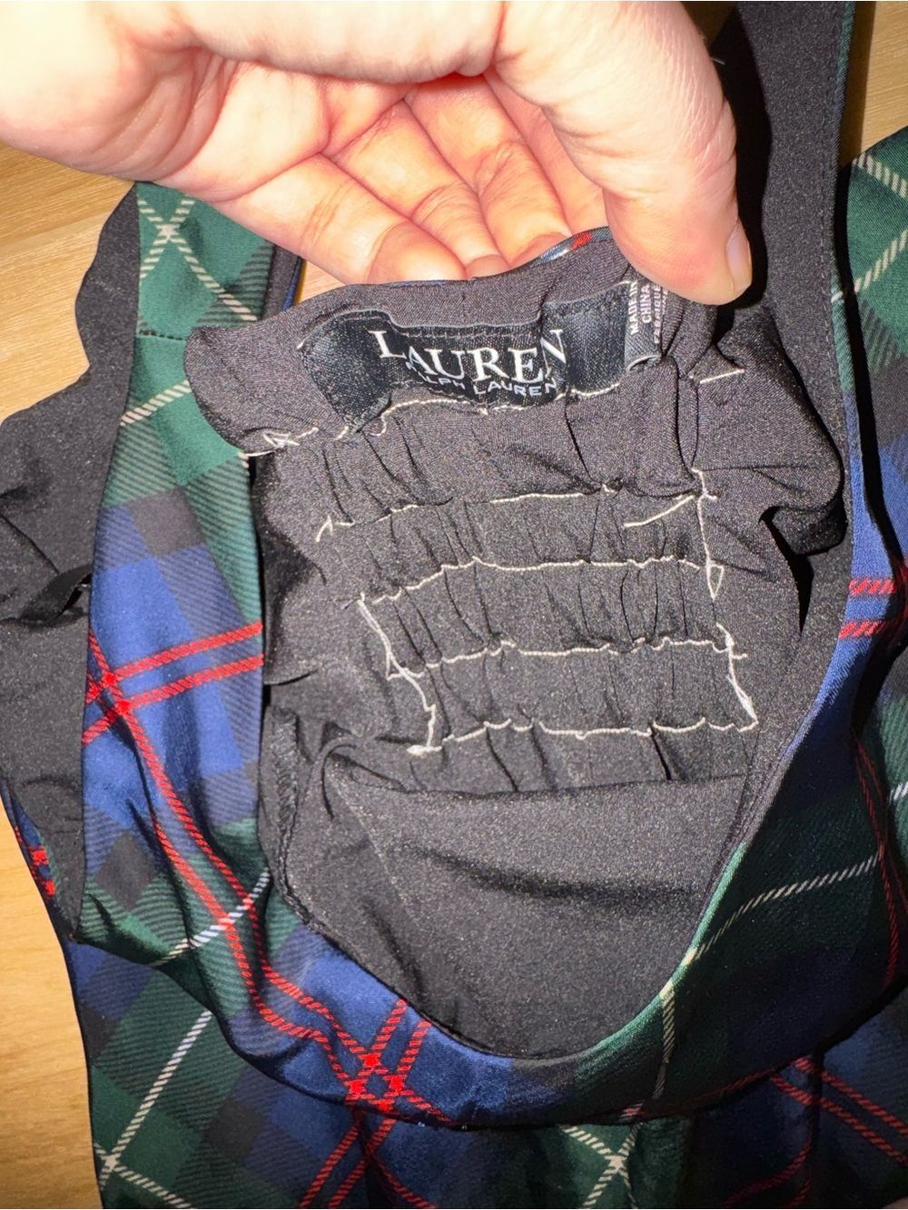 Lauren Ralph Lauren Tartan Sleeveless Asymmetrical Slip Dress Alterations Size 4 - Picture 4 of 7